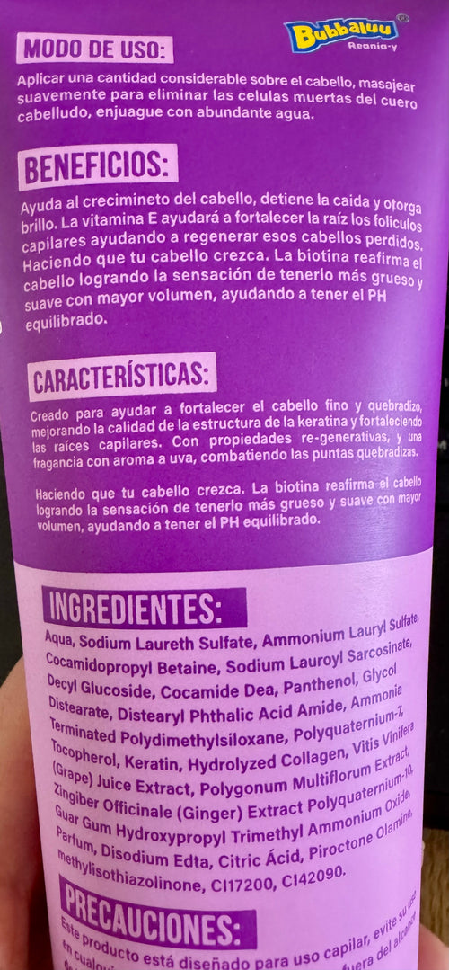 Balsamo Bubbaloo Antifrizz Sin Sal Aroma Uva 350ml