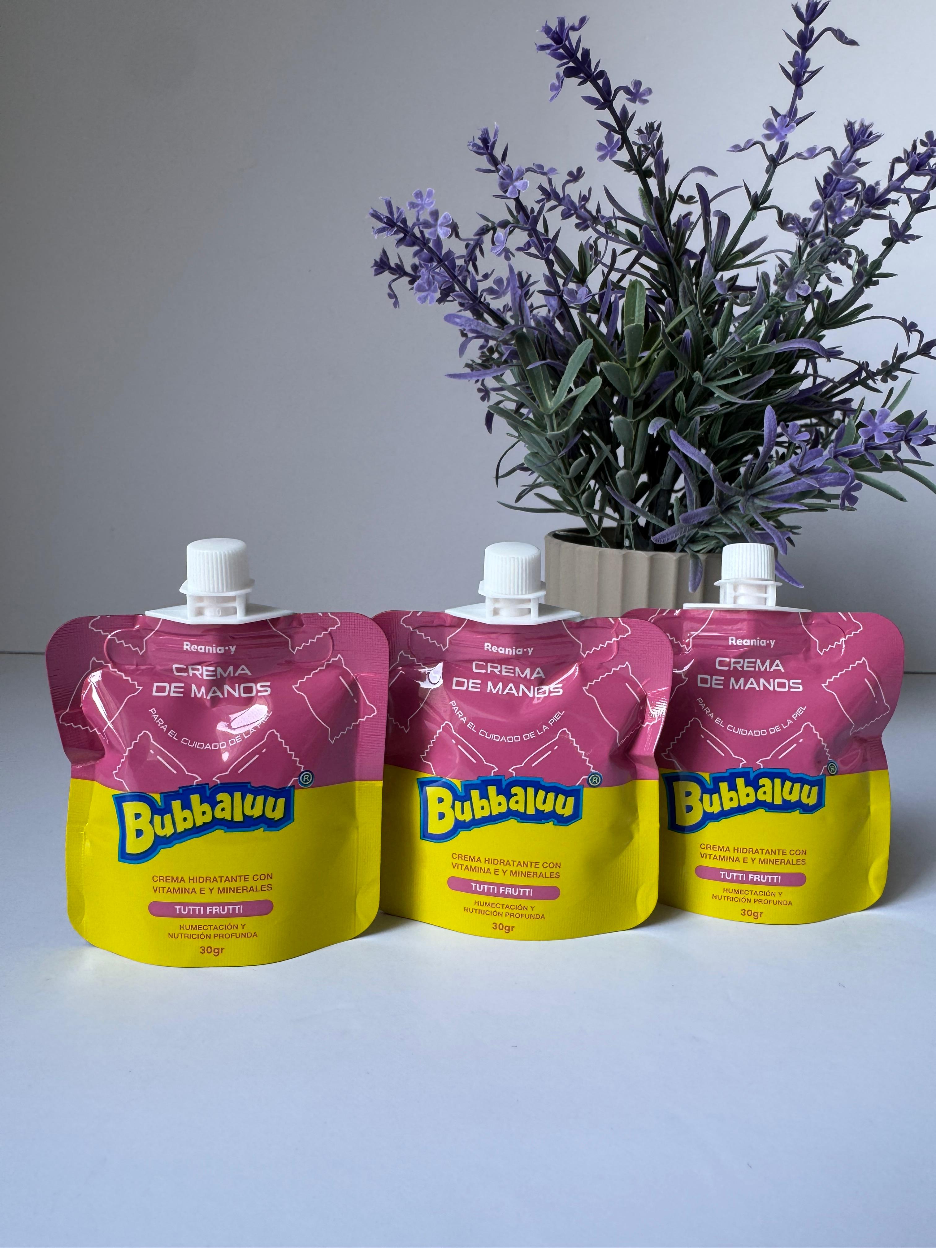 Crema Hidratante Para Manos Bubbaluu Aroma Tuttifrutti 30ML Pack3