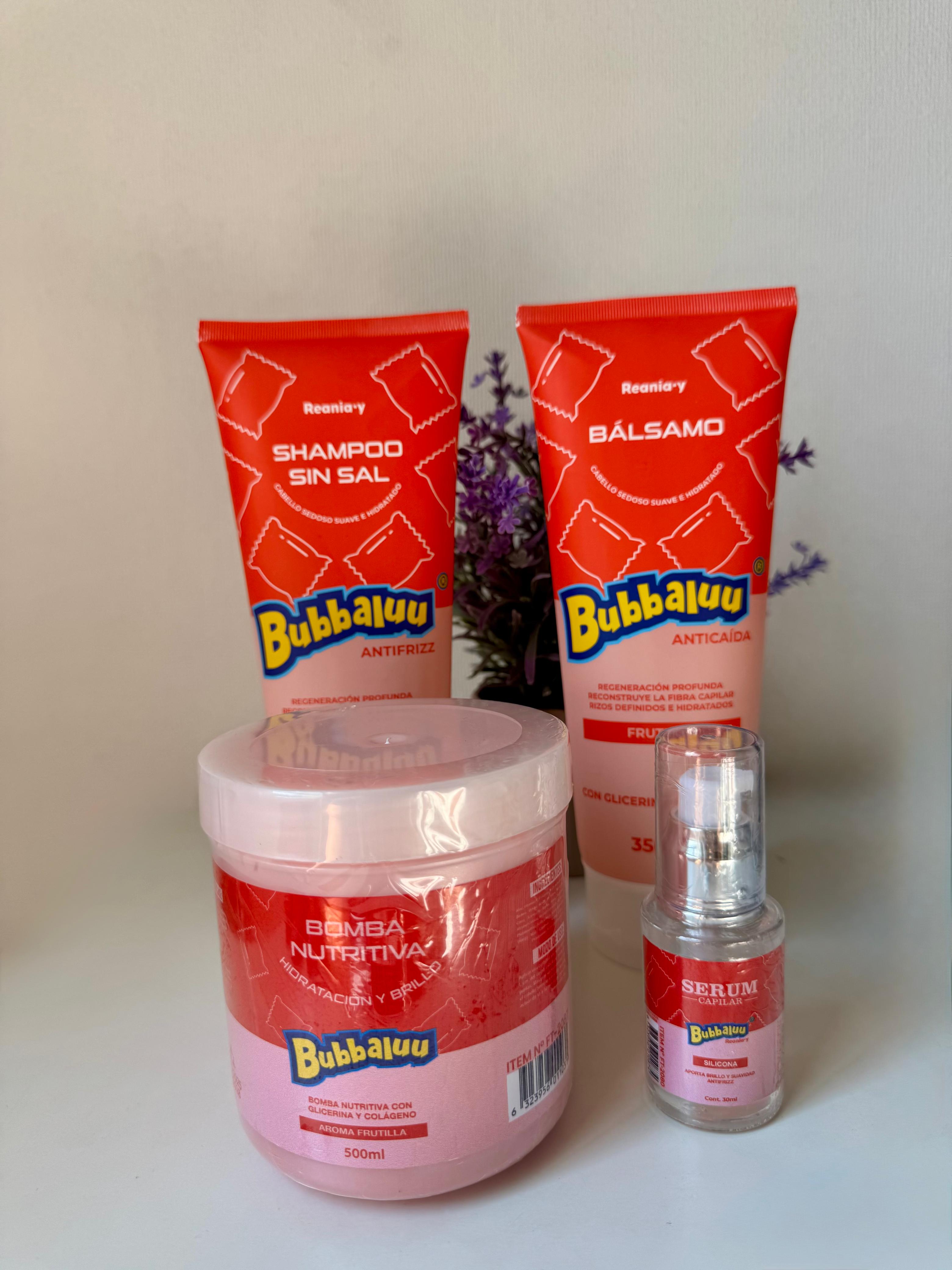 kit Capilar Anticaída Shampoo,bálsamo,crema y serum Frutilla