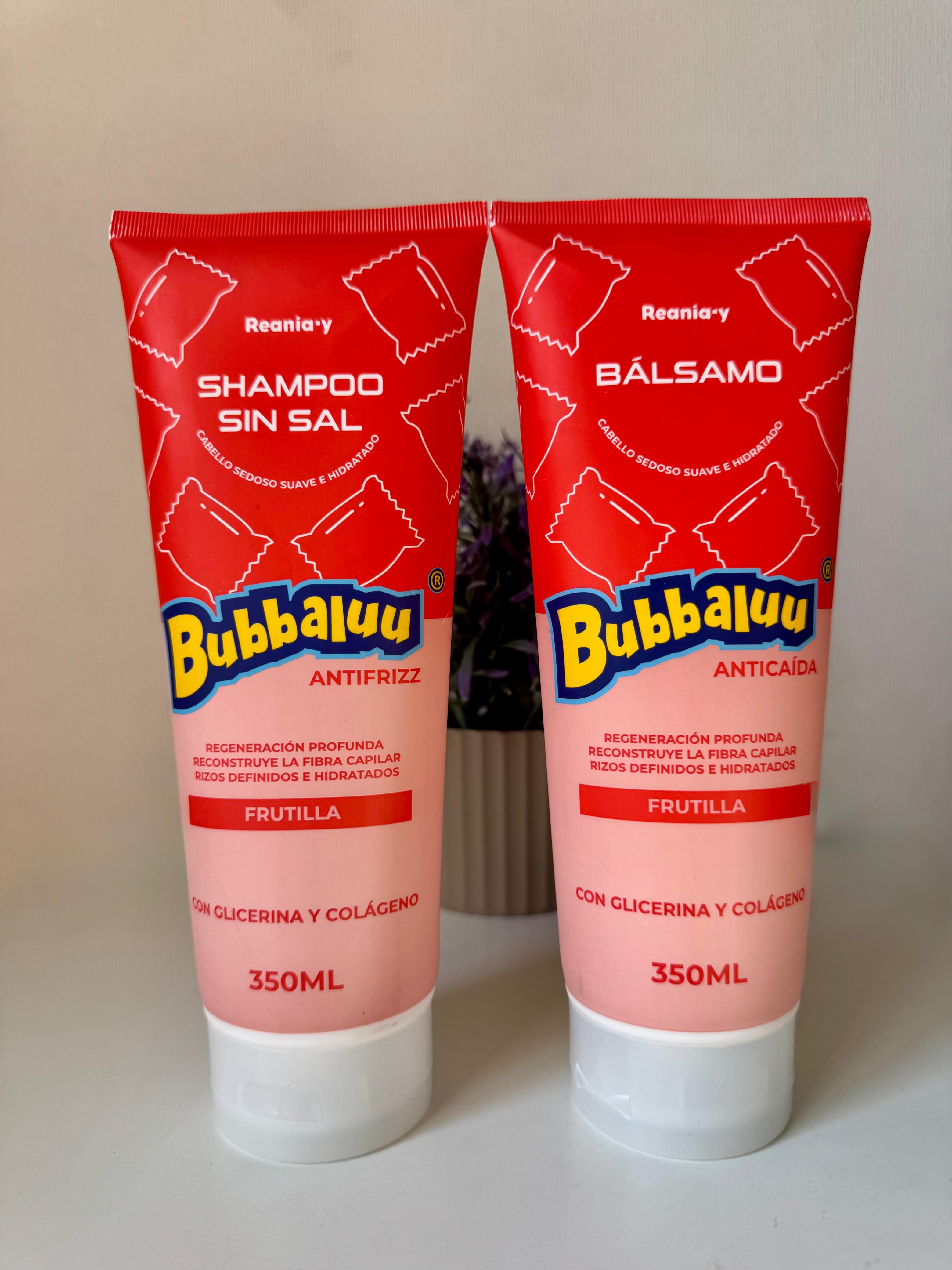 Shampoo Y Acondicionador Antifrizz Frutilla Bubbaluu 350ml