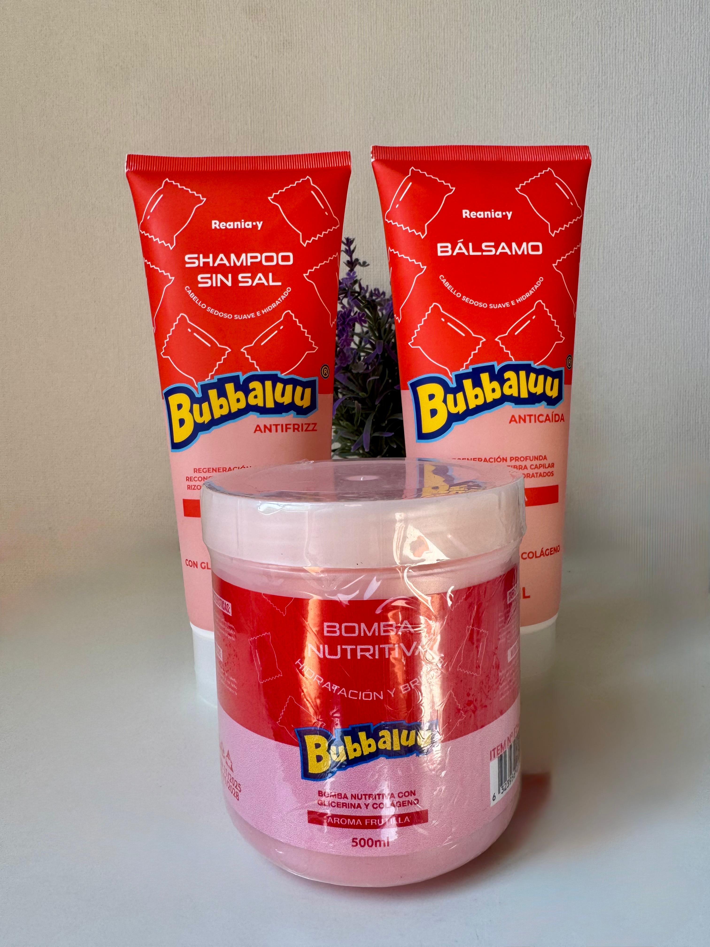 Kit Cuidado Capilar Anticaida Shampoo,balsamo y bomba nutritiva Frutilla