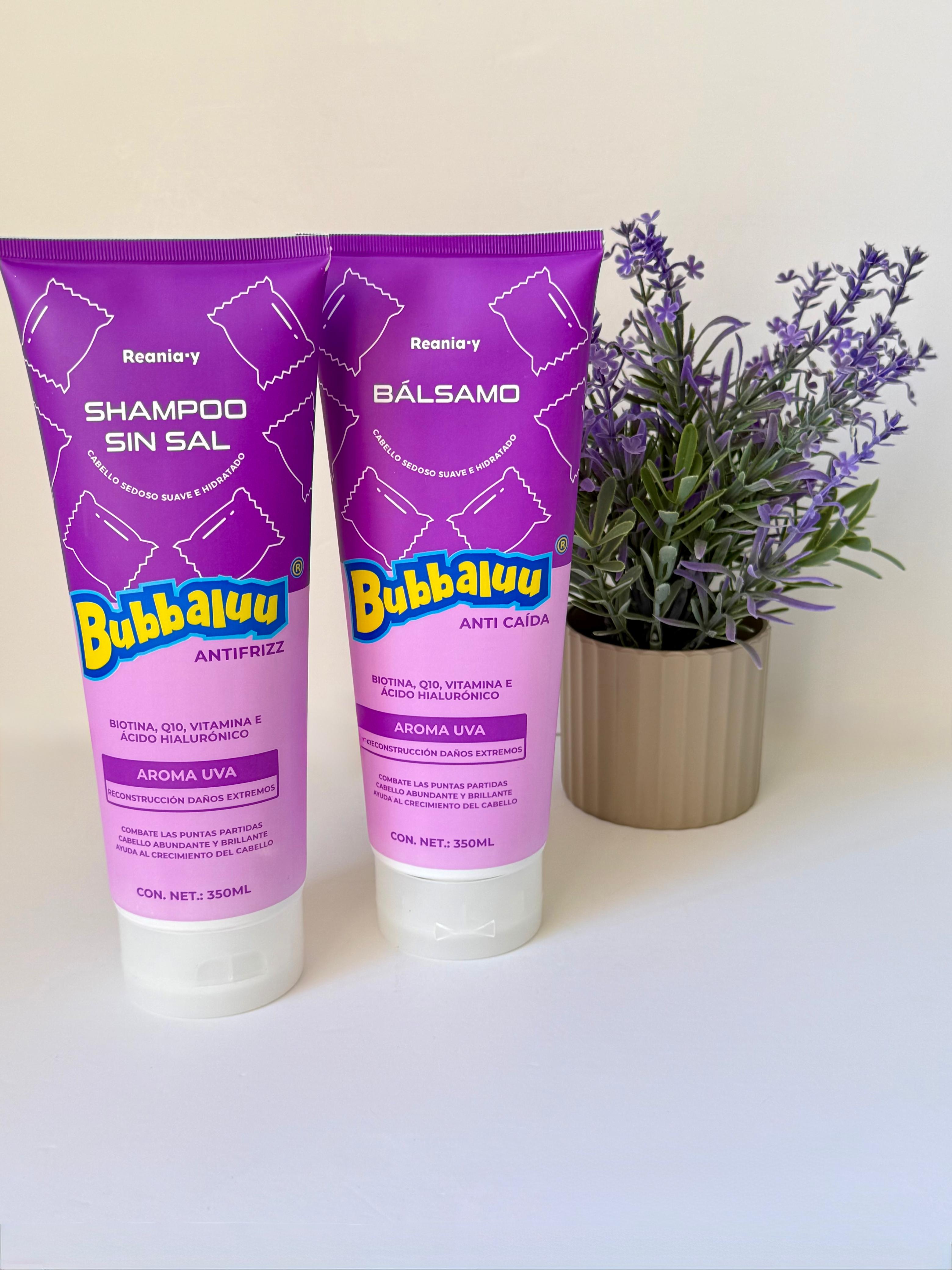 kit Capilar Shampoo Y Balsamo Acondicionador Bubbaluu Uva 350ml