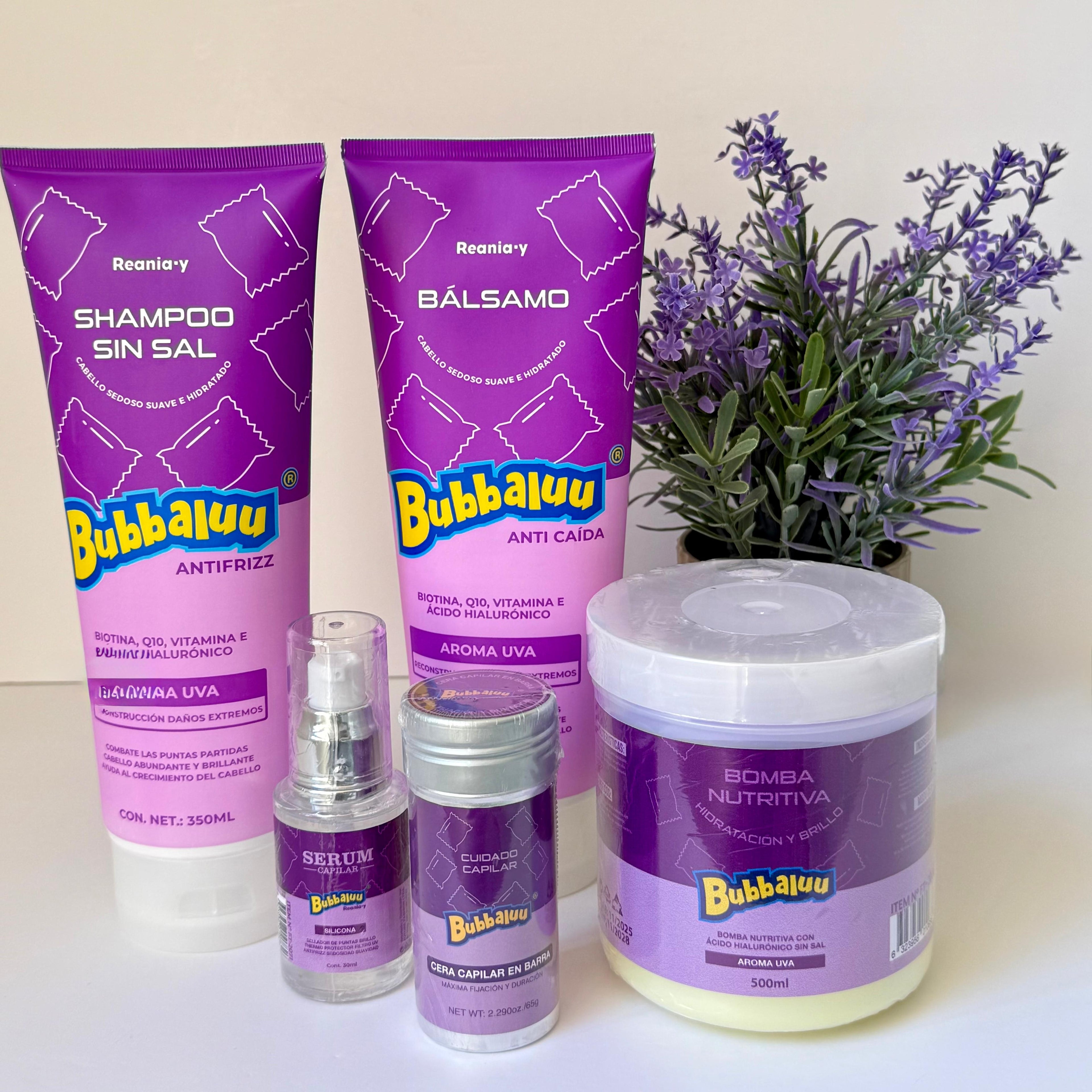 Kit Capilar Bubbaluu Antifrizz Anti Caída Uva 5 Pzs