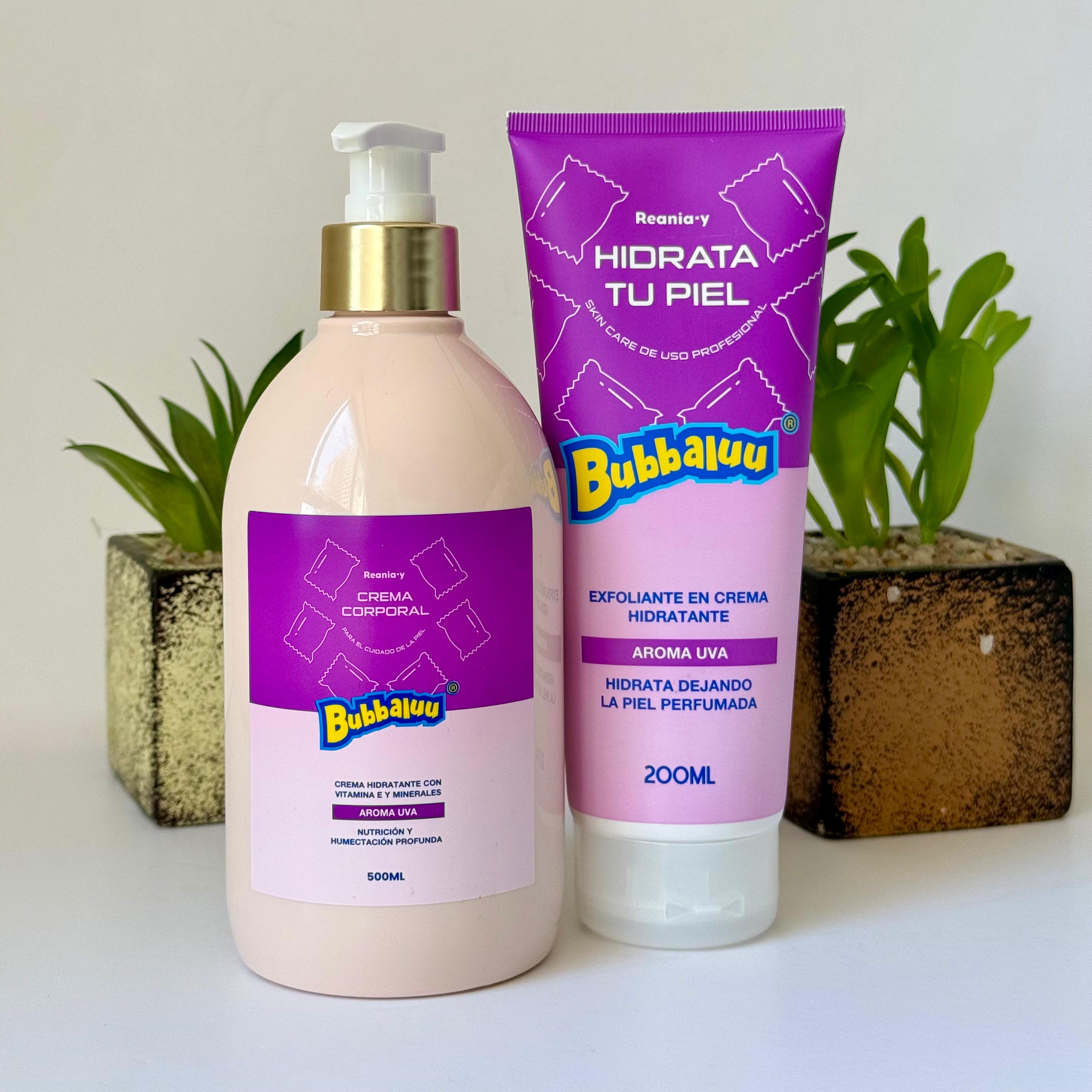 Kit Cuidado Corporal Hidratacion Profunda Aroma Uva crema y exfoliante