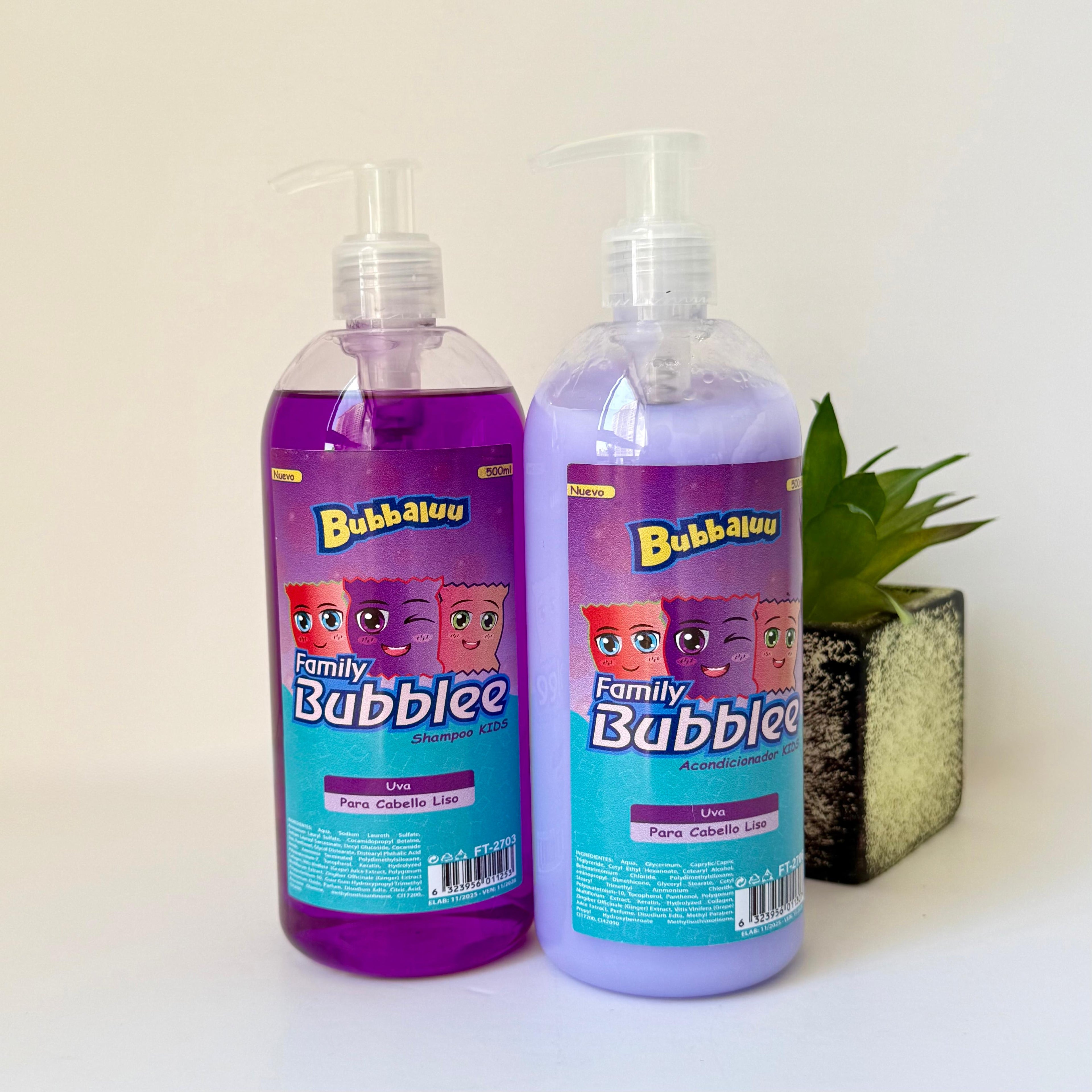 Shampoo y Acondicionador Kids Para Pelo LISO De Uva 500ml