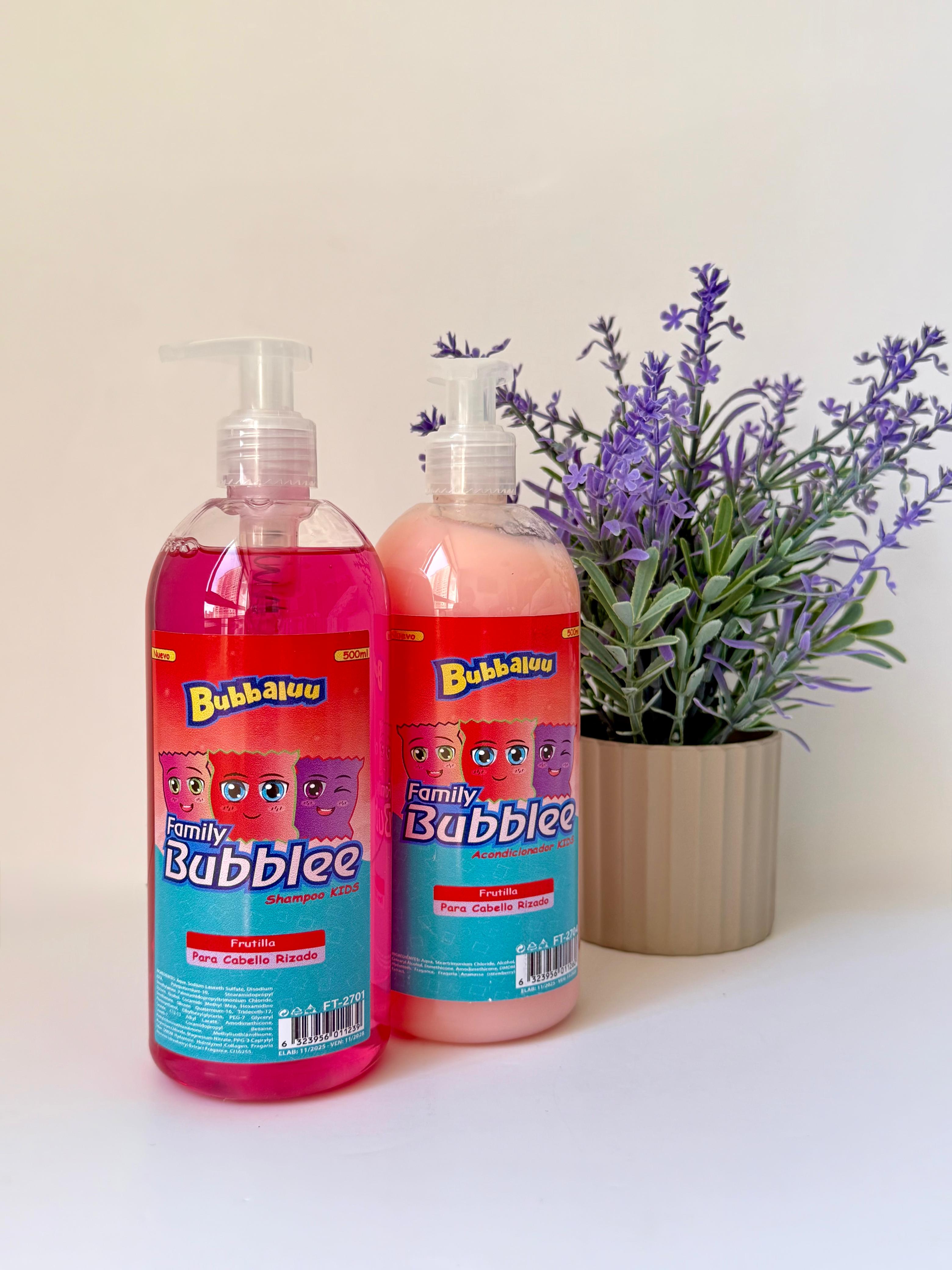Shampoo y Acondicionador Kids Para Pelo RIZO De frutilla 500ml