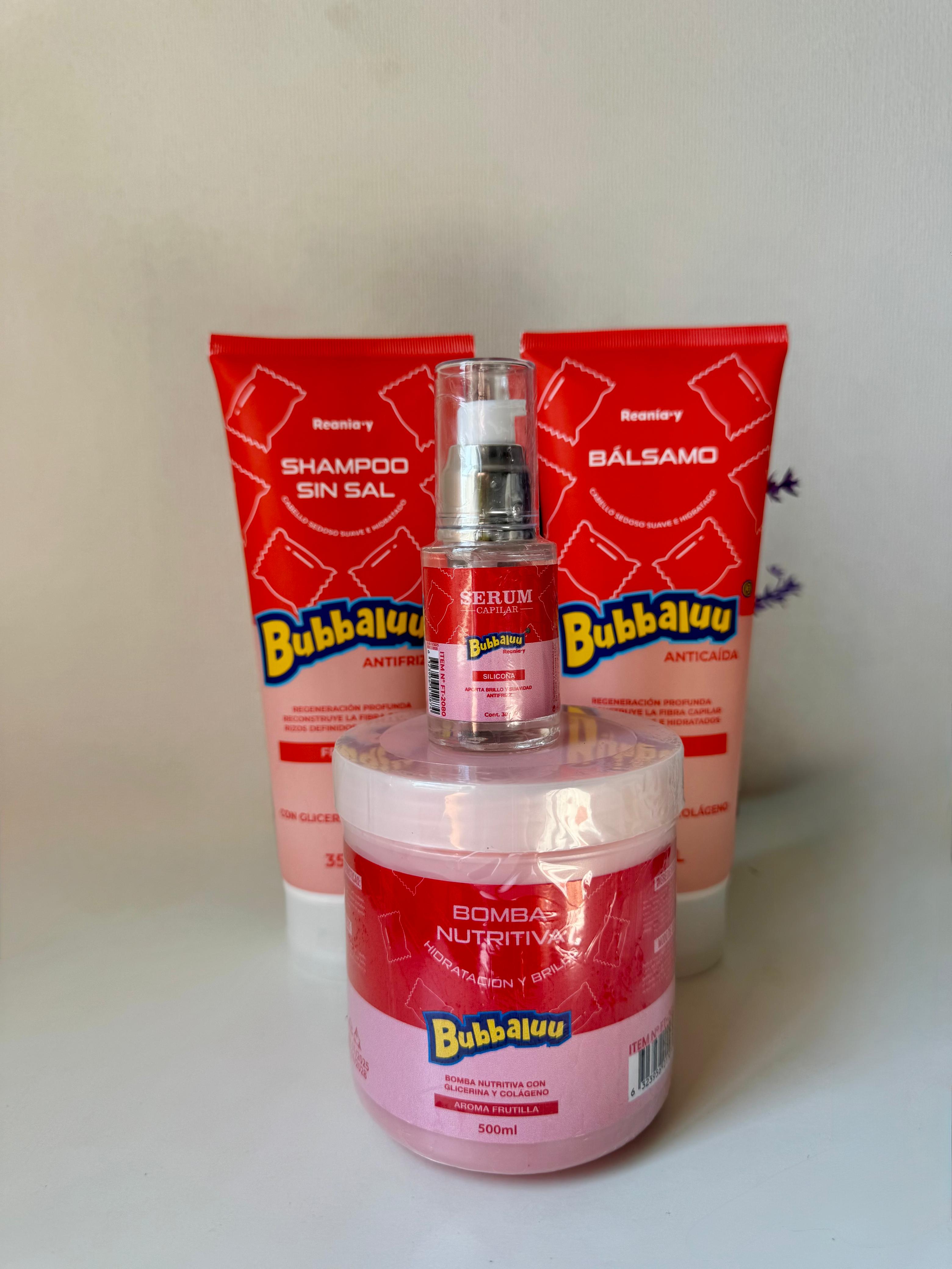 kit Capilar Anticaída Shampoo,bálsamo,crema y serum Frutilla