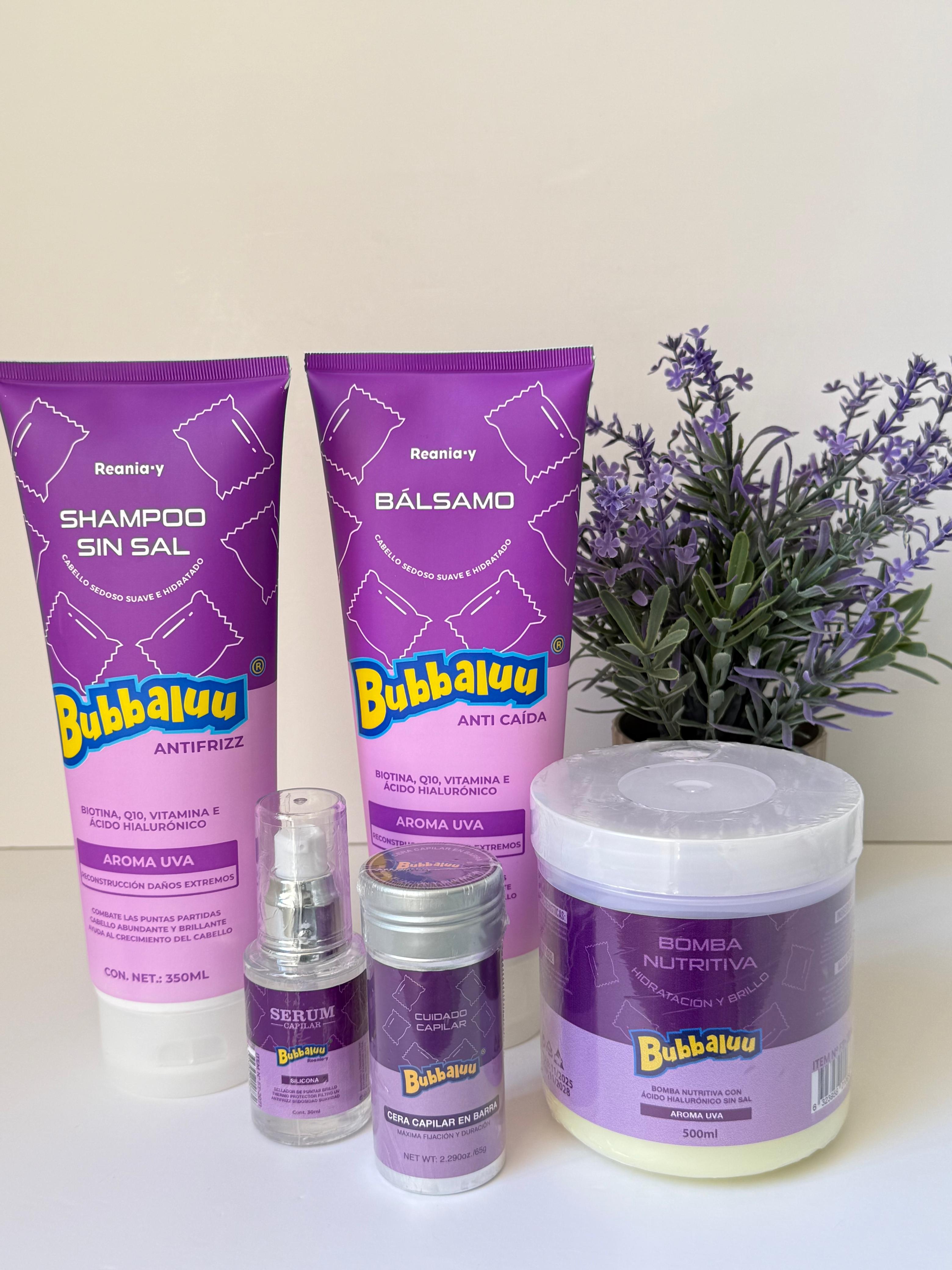 Kit Capilar Bubbaluu Antifrizz Anti Caída Uva 5 Pzs