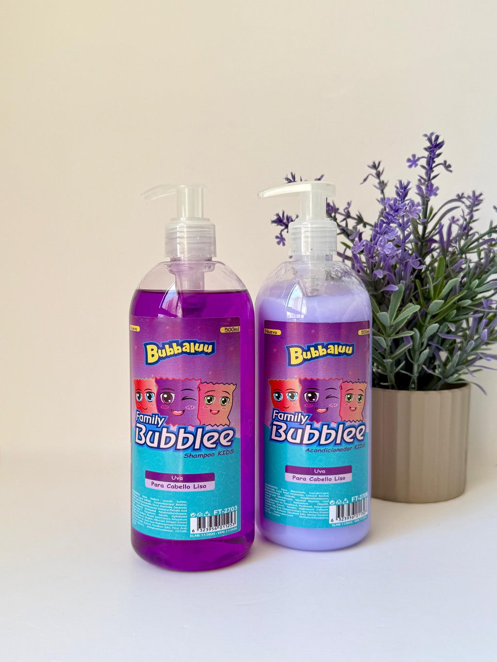 Shampoo y Acondicionador Kids Para Pelo LISO De Uva 500ml