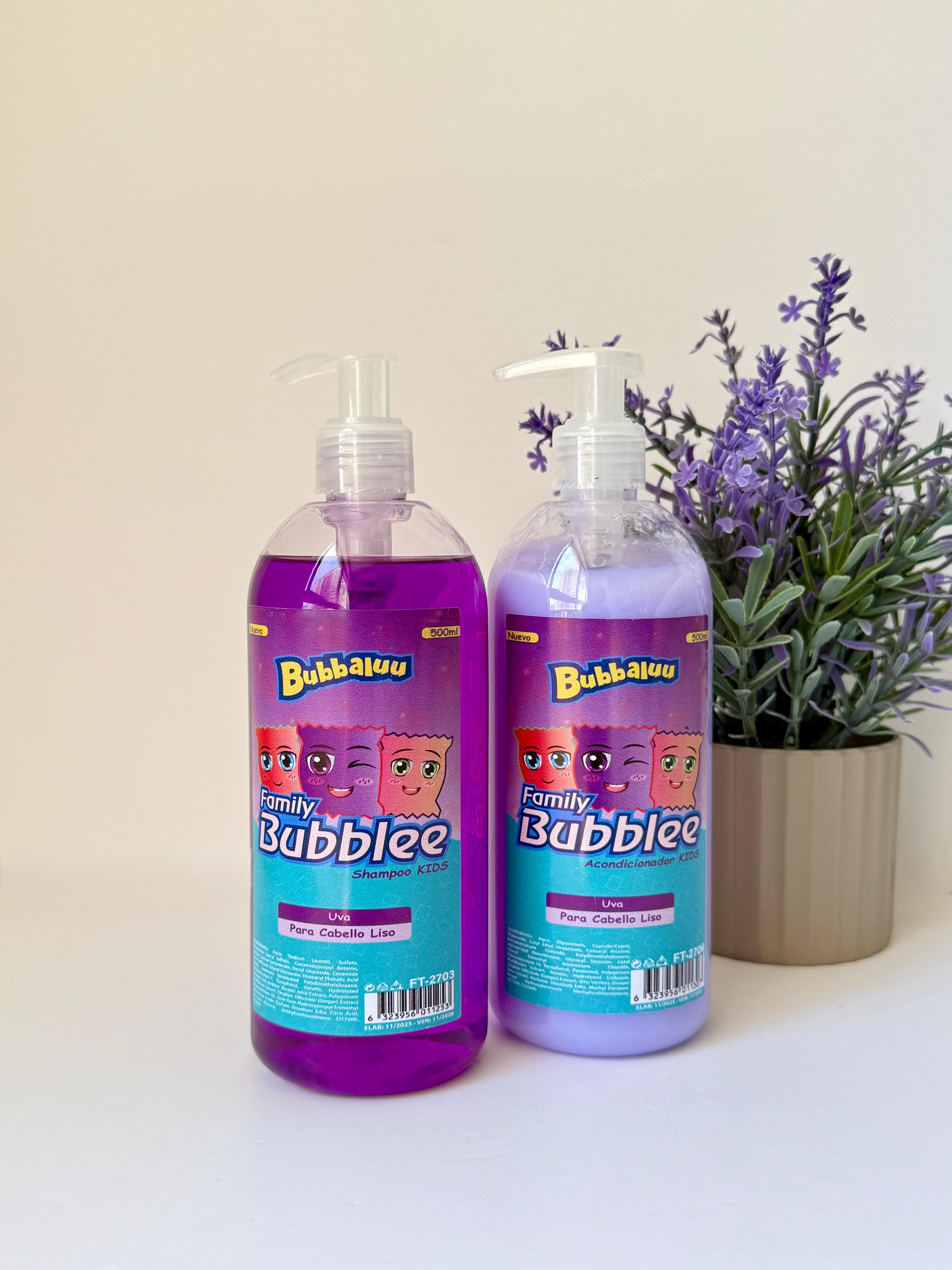 Shampoo y Acondicionador Kids Para Pelo LISO De Uva 500ml
